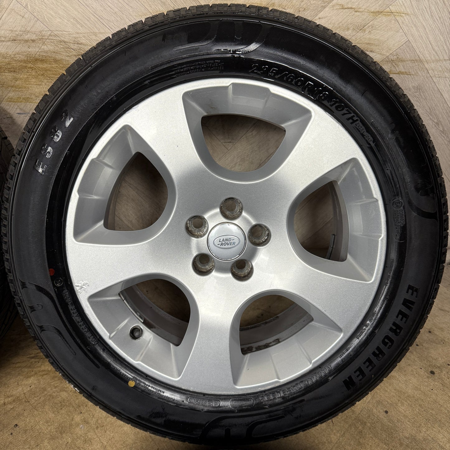 18'' GENUINE RANGE ROVER EVOQUE DISCOVERY SPORT LAND 5 SPOKE ALLOY WHEELS TYRES FK721007HB