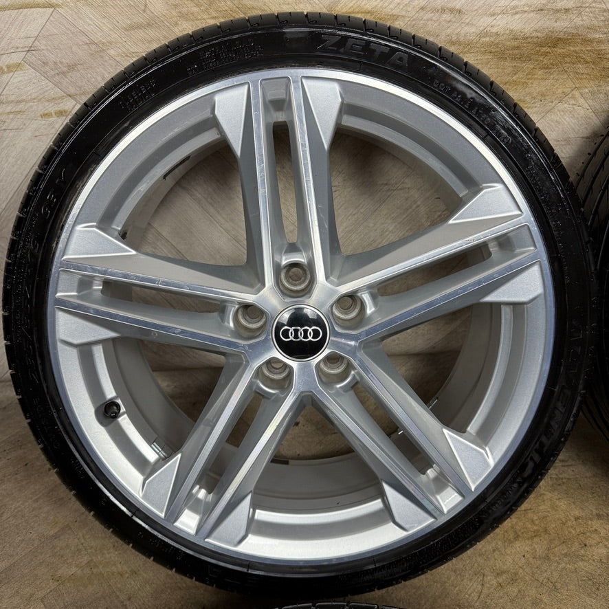 19'' GENUINE AUDI A4 S LINE 5 DOUBLE SPOKE ALLOY WHEELS ALLOYS TYRES A3 GOLF LEON 80A601025G