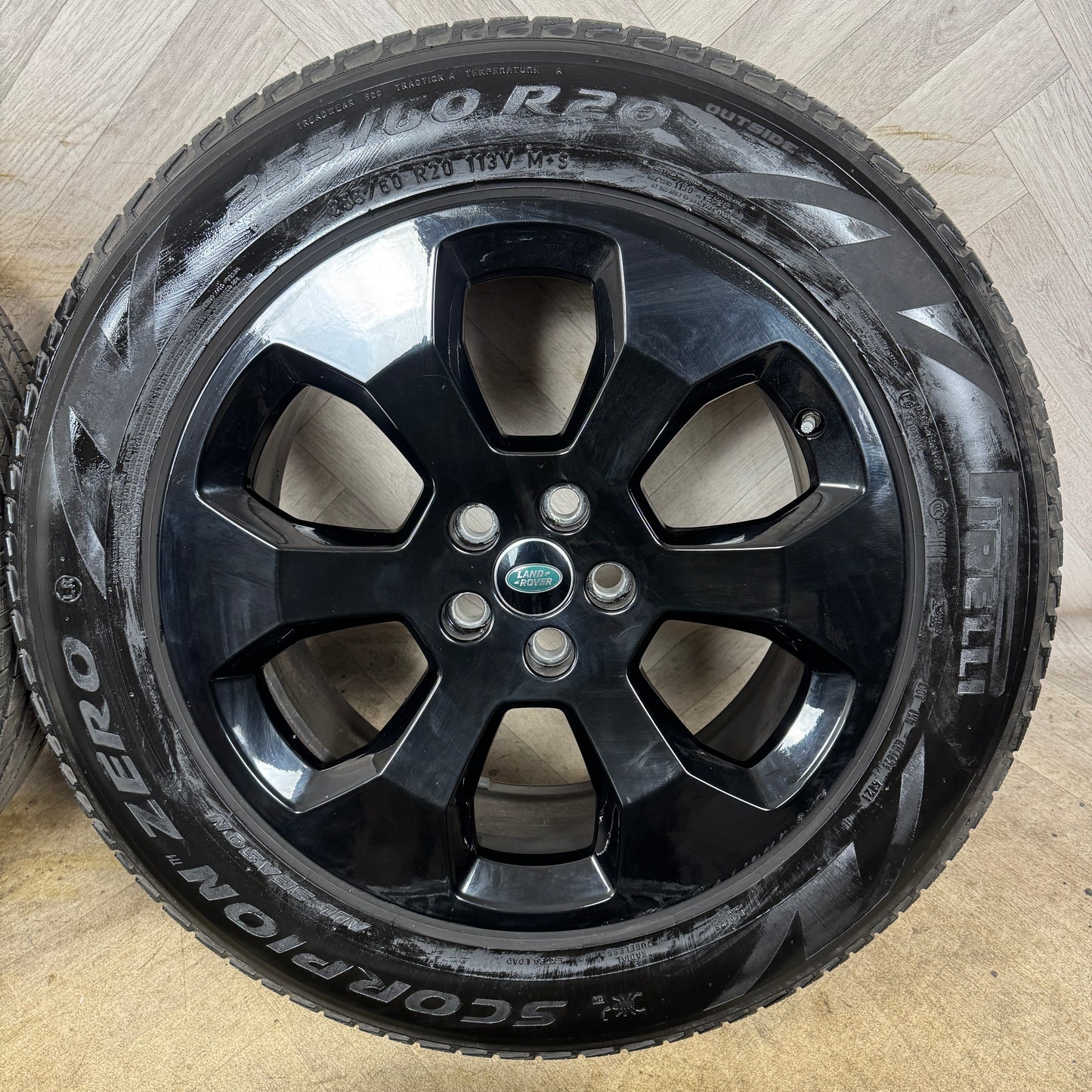 20'' GENUINE LAND ROVER DEFENDER 6 SPOKE BLACK 6011 ALLOY WHEELS TYRES ALLOYS