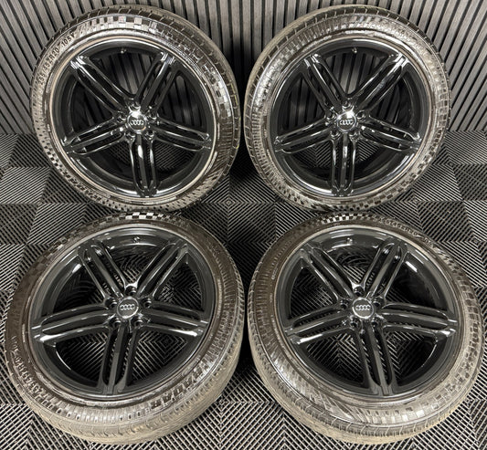 20" GENUINE AUDI Q5 5 TRIPLE SPOKE SEGMENT PEELER BLACK S LINE ALLOY TYRE WHEELS