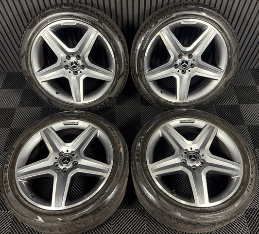 20'' GENUINE MERCEDES AMG 5 SPOKE ML GLE GREY DC ALLOY WHEELS TYRES A1664012002