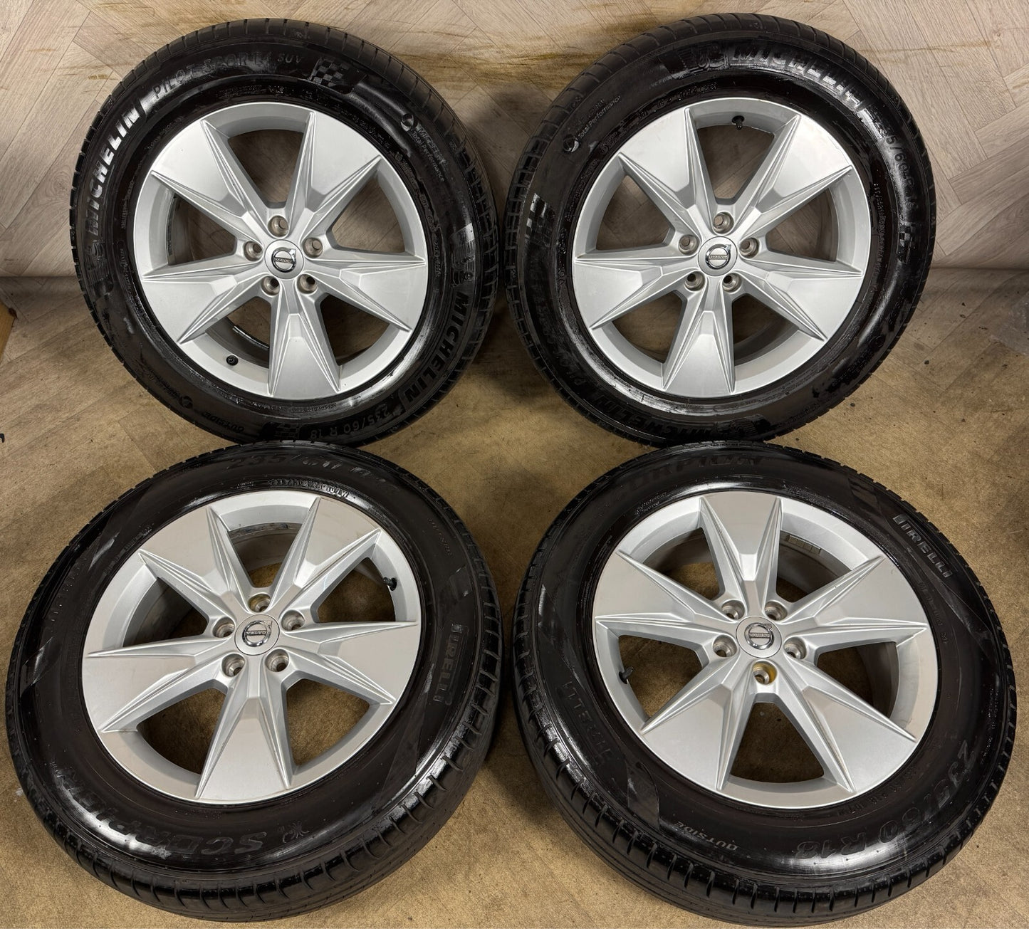 18'' GENUINE VOLVO XC60 5 SPOKE SILVER ALLOY WHEELS TYRES ALLOYS 5X108 31680200