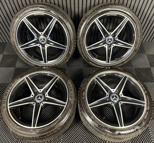 18" GENUINE MERCEDES AMG C CLASS W205 BLACK DC 5 SPOKE ALLOY WHEELS TYRES ALLOYS
