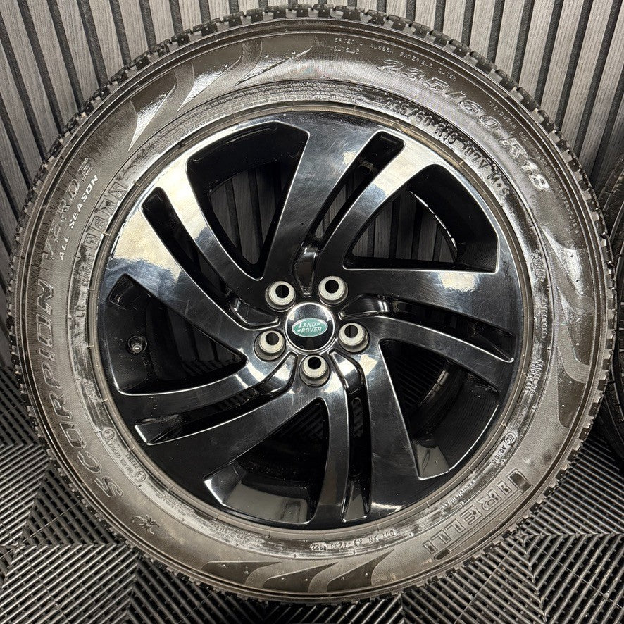 18'' GENUINE RANGE ROVER EVOQUE BLACK DISCOVERY SPORT LAND ALLOY WHEELS TYRES