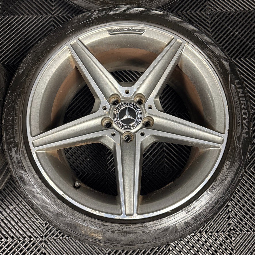 18'' GENUINE MERCEDES AMG C CLASS W205 GREY DC 5 SPOKE ALLOY WHEELS TYRES ALLOYS