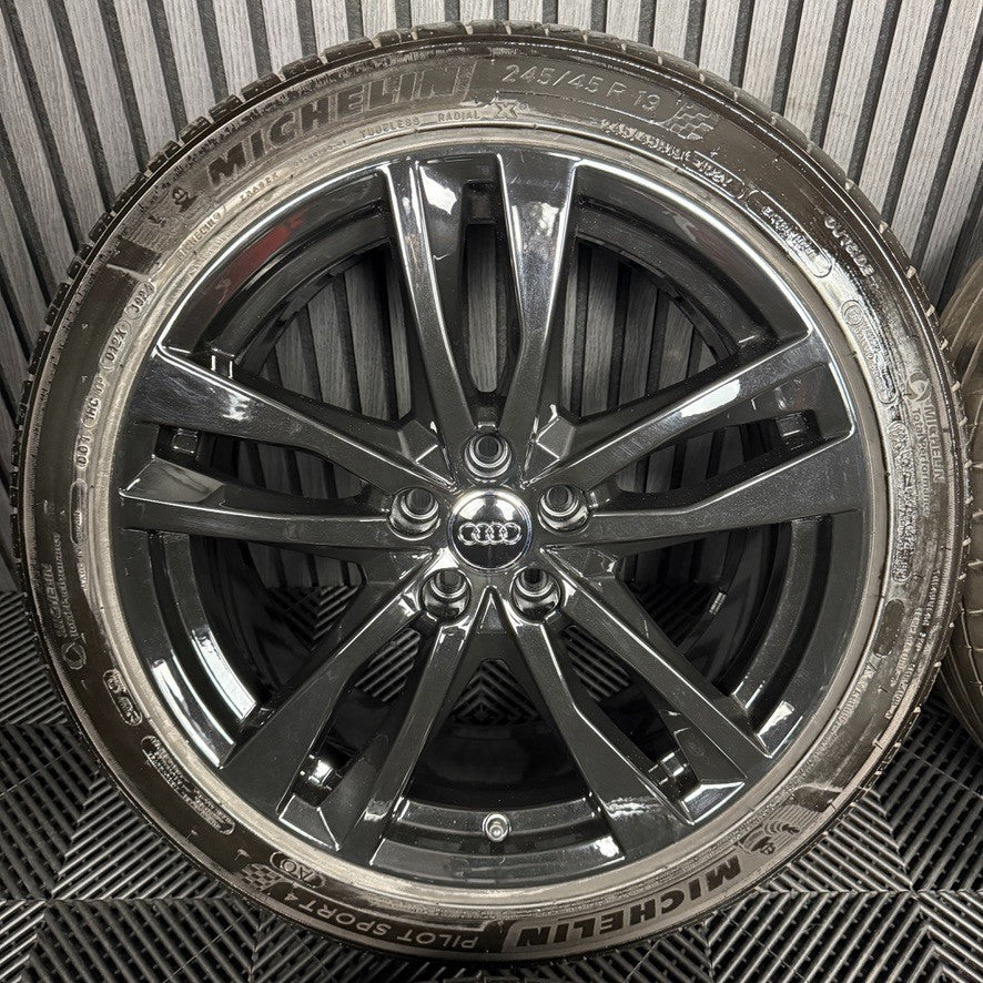 19" GENUINE AUDI A6 C8 S LINE BLACK 5 DOUBLE SPOKE ALLOY WHEELS TYRES 4K0601025H