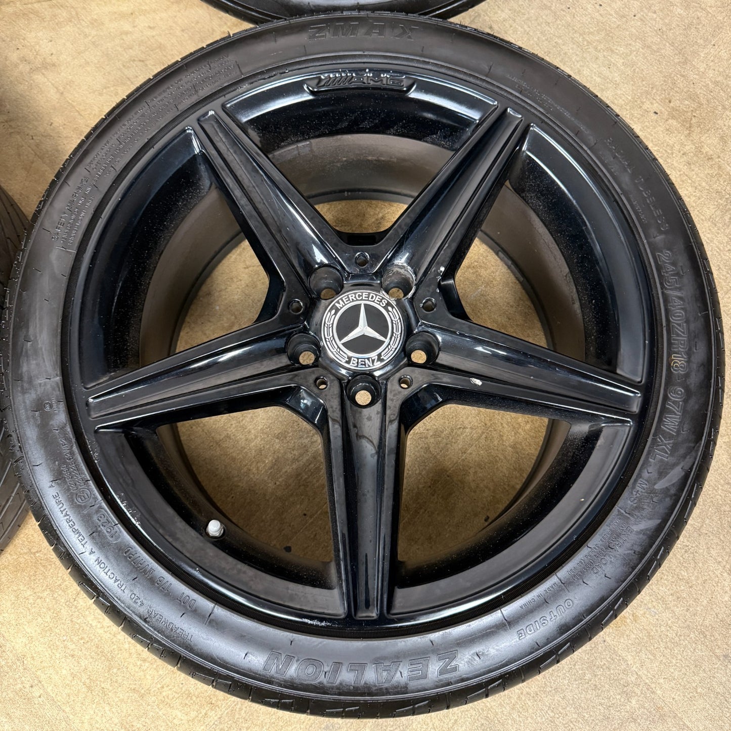 18'' GENUINE MERCEDES AMG C CLASS BLACK W205 ALLOY WHEELS TYRES ALLOYS