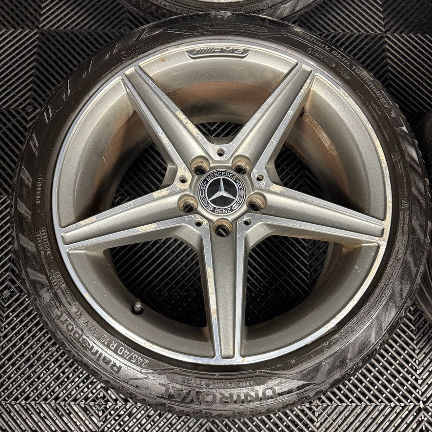 18'' GENUINE MERCEDES AMG C CLASS W205 GREY DC 5 SPOKE ALLOY WHEELS TYRES ALLOYS