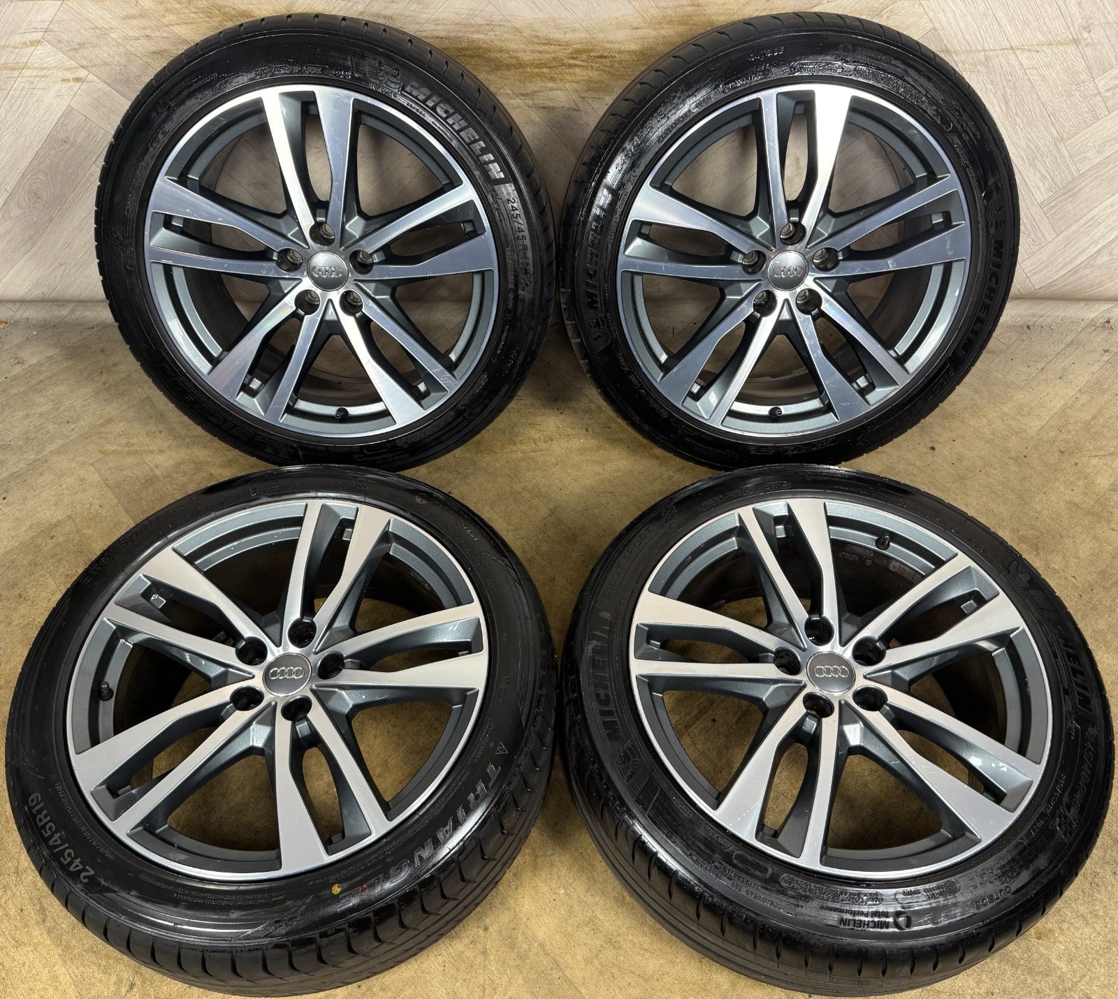 19'' GENUINE AUDI A6 C8 S LINE 5 DOUBLE SPOKE ALLOY WHEELS TYRES 4K0601025H