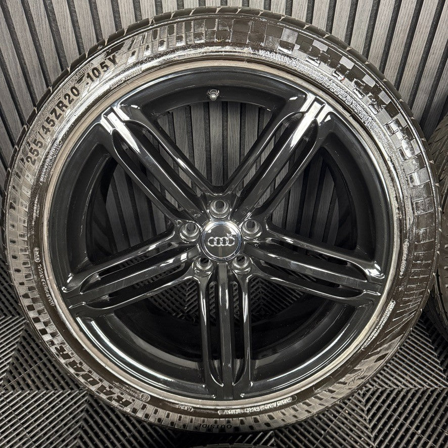 20" GENUINE AUDI Q5 5 TRIPLE SPOKE SEGMENT PEELER BLACK S LINE ALLOY TYRE WHEELS