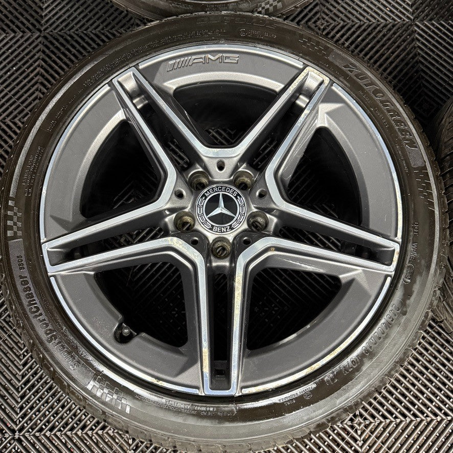 18'' GENUINE MERCEDES AMG C CLASS W205 GREY DC 5 SPOKE ALLOY WHEELS TYRES ALLOYS