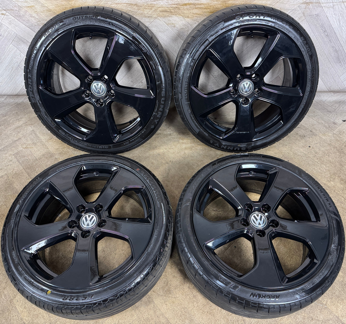 18" GENUINE VW GOLF GTI MK7 R LINE GT GTD MK8 AUSTIN BLACK MK6 ALLOY WHEELS TYRES ALLOYS 5X112 5G0601025AS