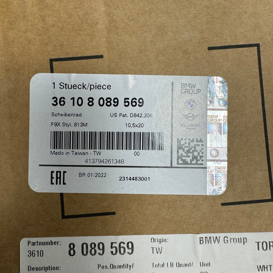 1X 20'' GENUINE BMW F91 F92 F93 M8 F90 M5 813M ALLOY WHEEL BLACK REAR 10.5J ET28 PART: 8089569
