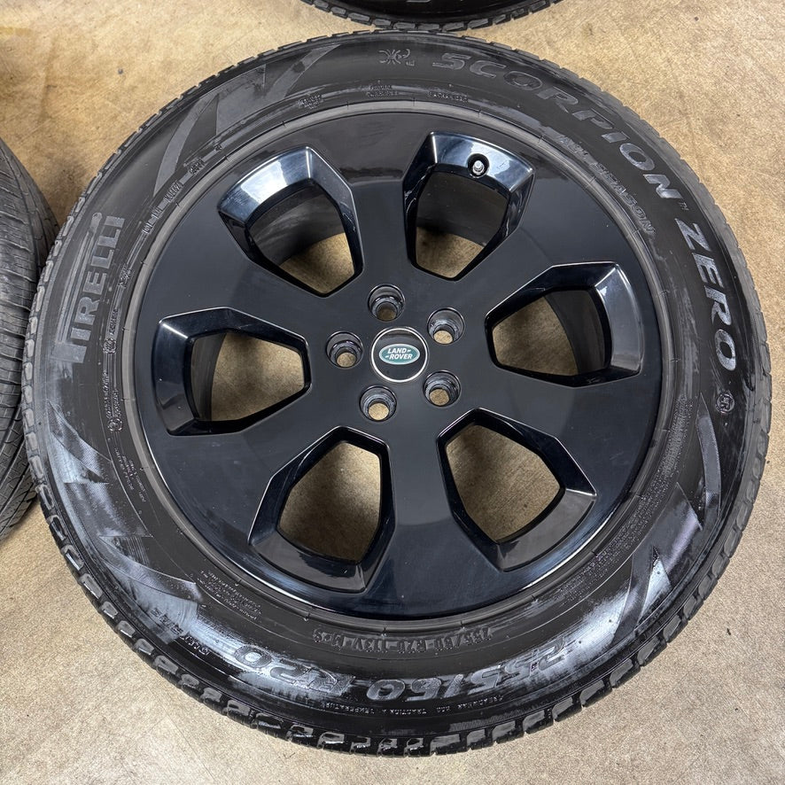 20'' GENUINE LAND ROVER DEFENDER 6 SPOKE BLACK 6011 ALLOY WHEELS TYRES ALLOYS