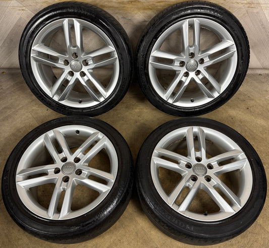 18'' GENUINE AUDI A6 S LINE 5 DOUBLE SPOKE C7 ALLOYS WHEELS TYRES 4G0601025BL