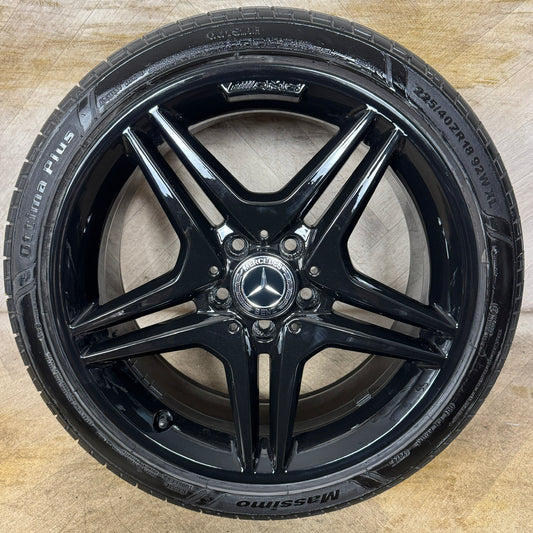 1X 18'' GENUINE AMG MERCEDES A B CLASS CLA BLACK SPORT SINGLE ALLOY WHEELS TYRE ALLOY W176  5X112 FITMENT 7.5J ET52 PART: A1764010302