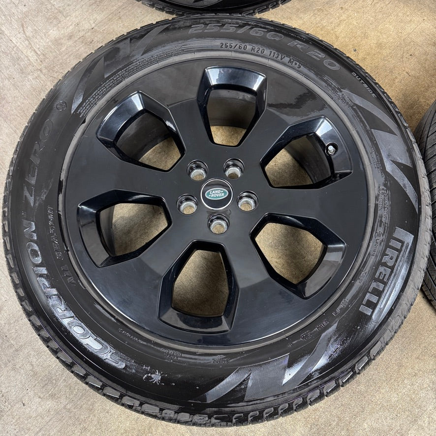 20'' GENUINE LAND ROVER DEFENDER 6 SPOKE BLACK 6011 ALLOY WHEELS TYRES ALLOYS