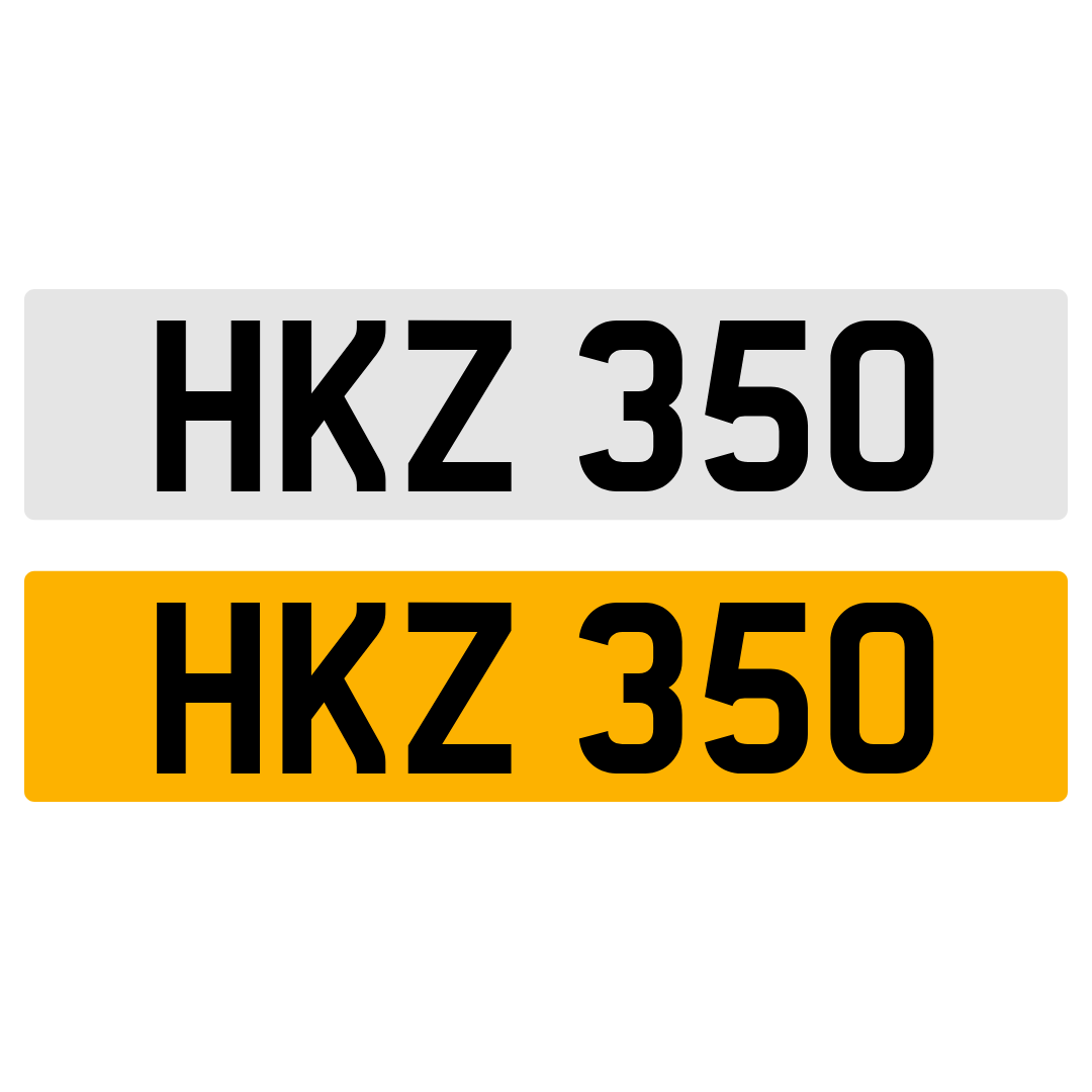 HKZ 350 NUMBER PLATE REGISTRATION NUMBERPLATE REGISTRATION CHERISHED DATELESS NORTHERN IRISH NI 3X3