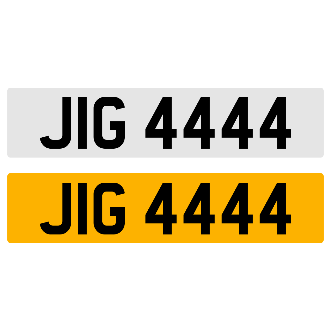 JIG 4444 NUMBER PLATE REGISTRATION NUMBERPLATE REGISTRATION CHERISHED DATELESS NORTHERN IRISH NI