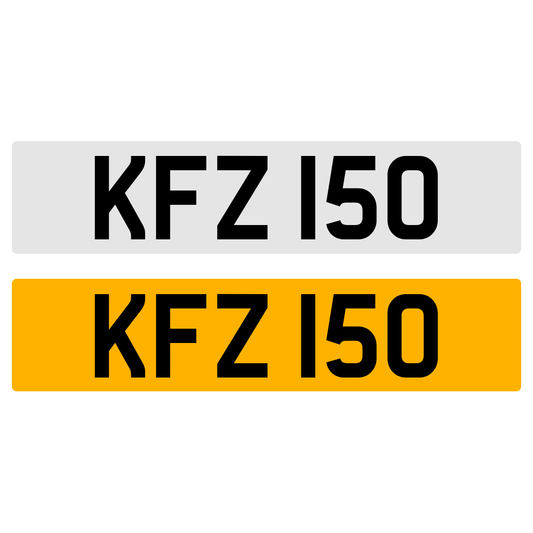KFZ 150 NUMBER PLATE REGISTRATION NUMBERPLATE REGISTRATION CHERISHED DATELESS NORTHERN IRISH NI