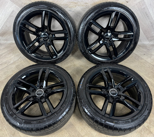 18'' GENUINE AUDI A5 S LINE BLACK B8 B9 A4 ALLOY WHEELS ALLOYS TYRES