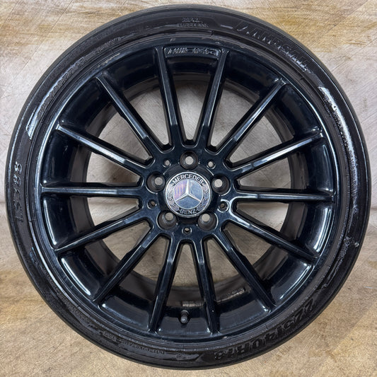 1X 18'' GENUINE AMG MERCEDES A B CLASS CLA SPORT SINGLE BLACK ALLOY WHEELS TYRE ALLOY  5X112 FITMENT  7.5J ET52 PART: A1764010200
