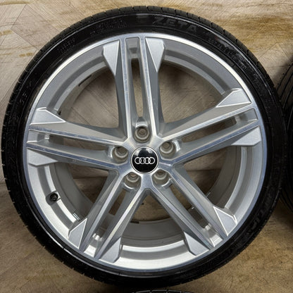 19'' GENUINE AUDI A4 S LINE 5 DOUBLE SPOKE ALLOY WHEELS ALLOYS TYRES A3 GOLF LEON 80A601025G