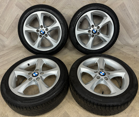 17'' GENUINE BMW 1 SERIES E88 E87 5 SPOKE 256 ALLOY WHEELS TYRES ALLOYS