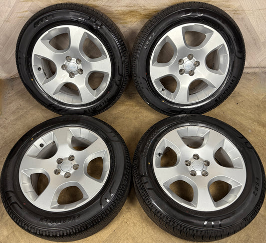 18'' GENUINE RANGE ROVER EVOQUE DISCOVERY SPORT LAND 5 SPOKE ALLOY WHEELS TYRES FK721007HB