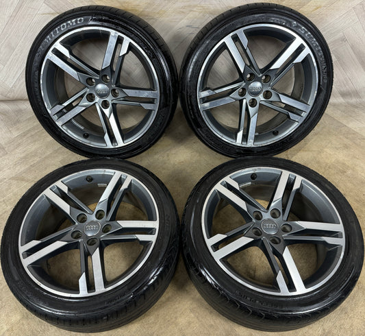 18'' GENUINE AUDI A4 S LINE 5 DOUBLE DC SPOKE B8 B9 ALLOY WHEELS ALLOYS TYRES