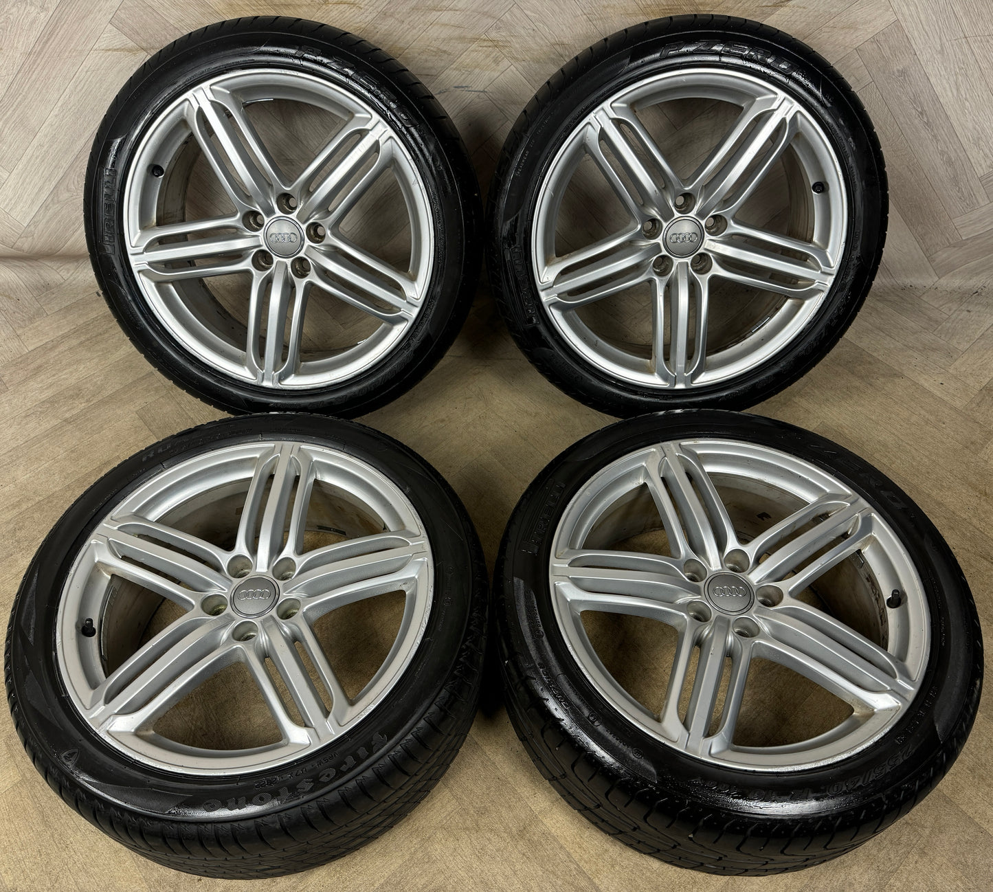 19'' GENUINE AUDI Q3 S LINE 5 TRIPLE SPOKE SEGMENT ALLOY WHEELS TYRES ALLOYS