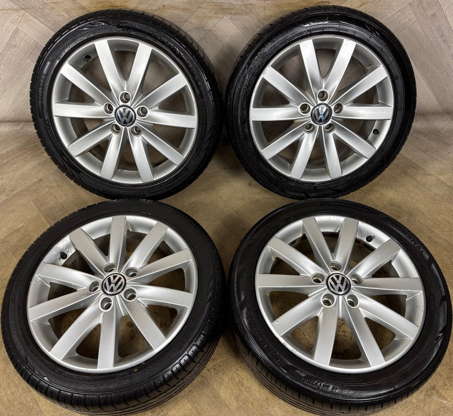 17'' GENUINE VW GOLF MK6 MK7 MK5 PORTO GT ALLOY WHEELS TYRES ALLOYS CADDY 5X112 5K0601025F