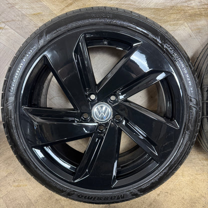18'' GENUINE VW GOLF GTI MK8 MK7 GT GTD BLACK MILTON KEYNES ALLOY WHEELS TYRES ALLOYS 5G0601025CN