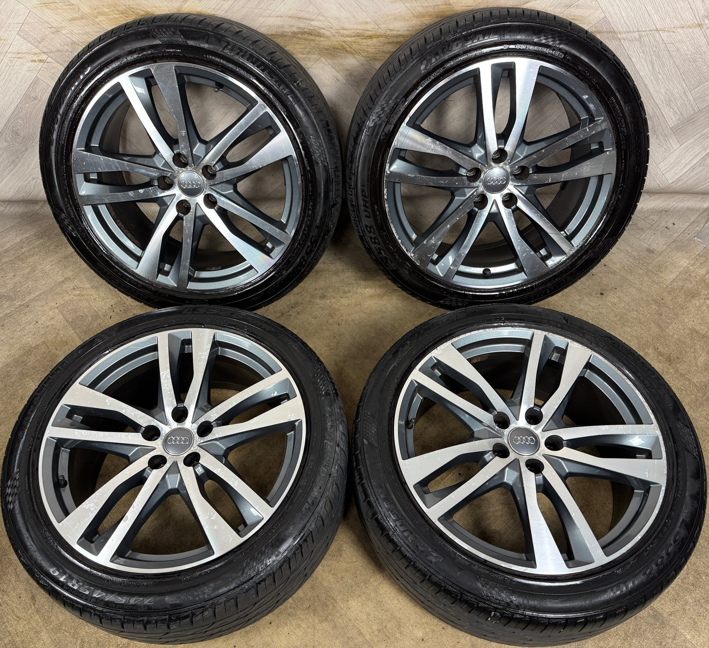 19'' GENUINE AUDI A6 C8 S LINE 5 DOUBLE SPOKE ALLOY WHEELS TYRES ALLOYS 4K0601025H
