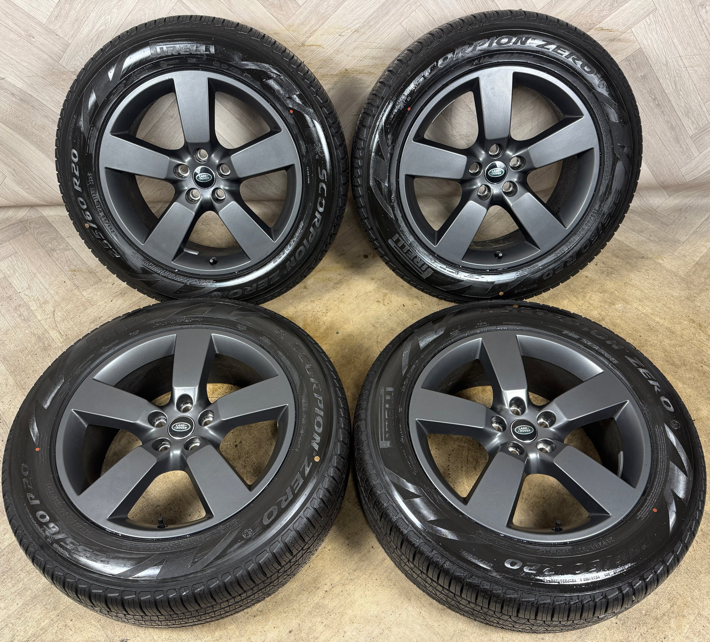 20'' GENUINE LAND ROVER DEFENDER 5 SPOKE GREY 5098 ALLOY WHEELS TYRES ALLOYS L8B2-1007-HA