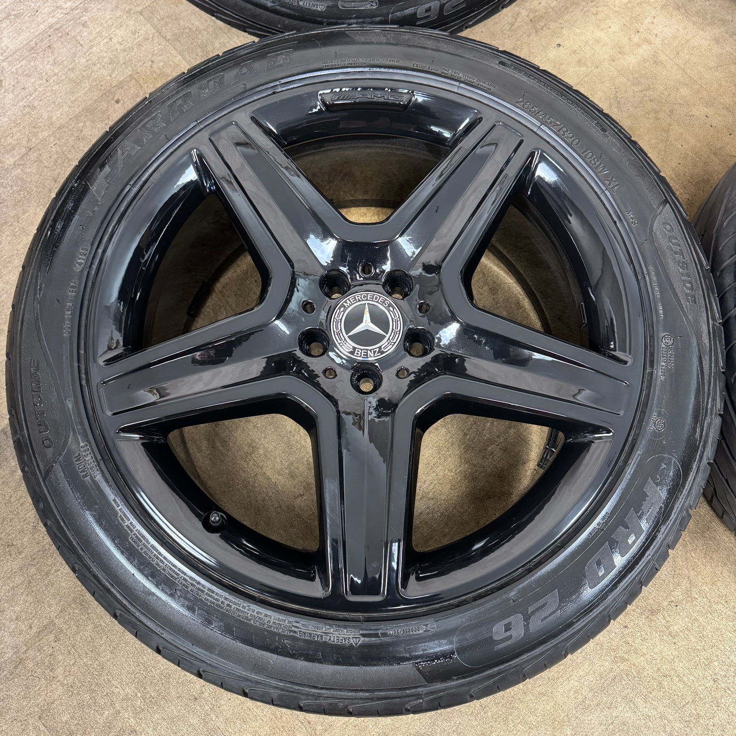 20'' GENUINE MERCEDES AMG 5 SPOKE ML GLE BLACK ALLOY WHEELS ALLOYS TYRES A166 A1664012002