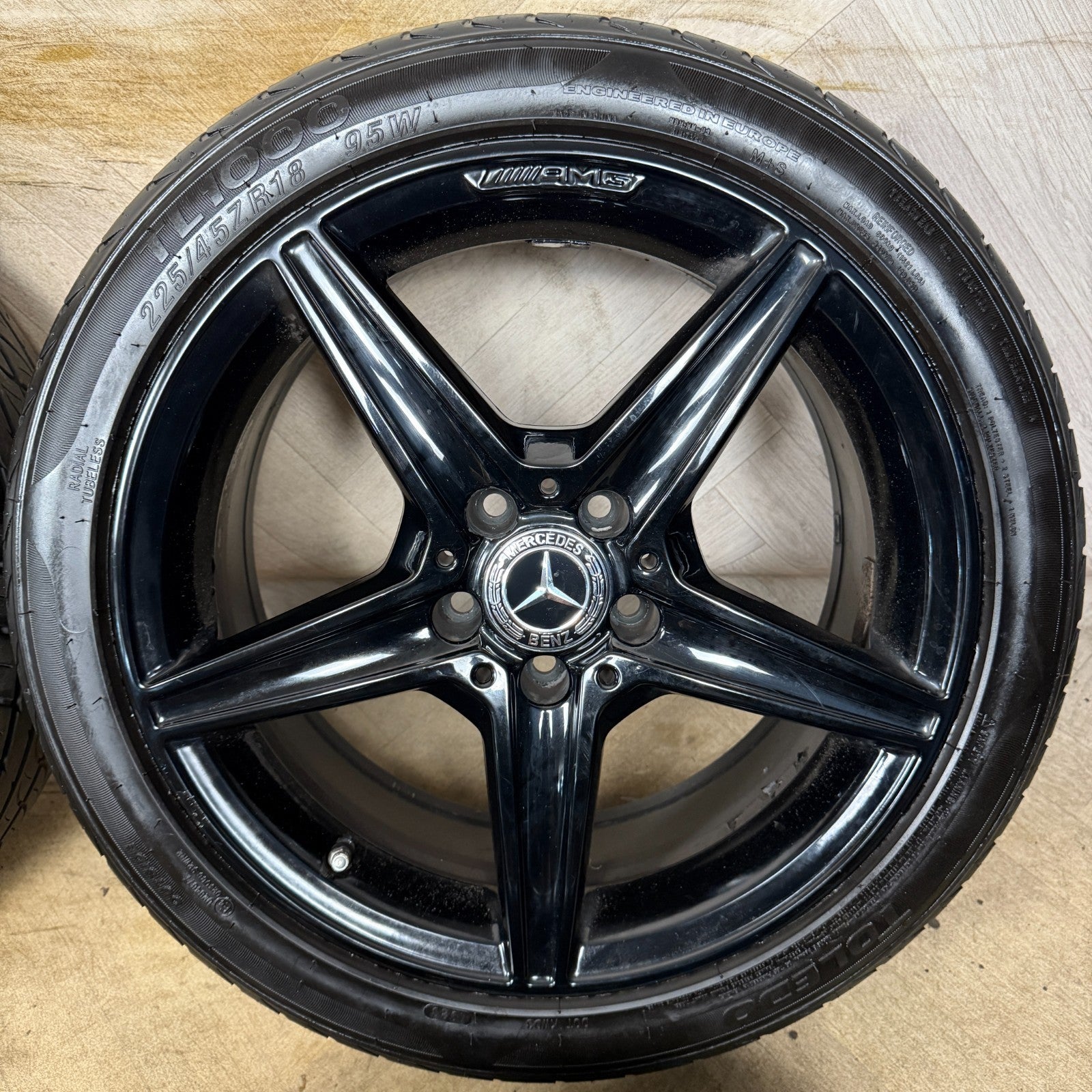 18'' GENUINE MERCEDES AMG C CLASS BLACK W205 ALLOY WHEELS TYRES ALLOYS
