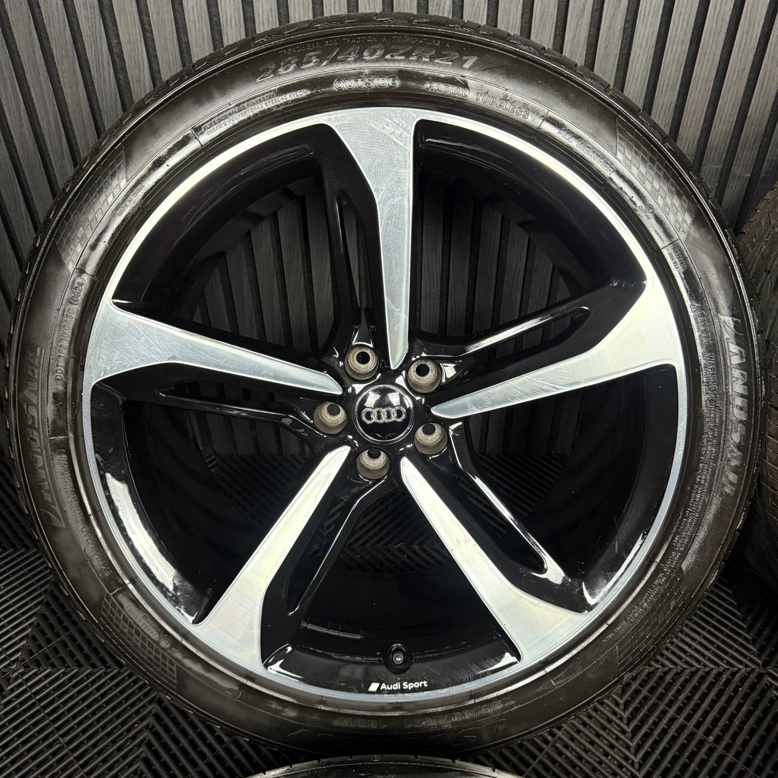 21'' GENUINE AUDI Q7 S LINE RS BLACK DC ALLOY WHEELS ALLOYS TYRES 4M0601025AA