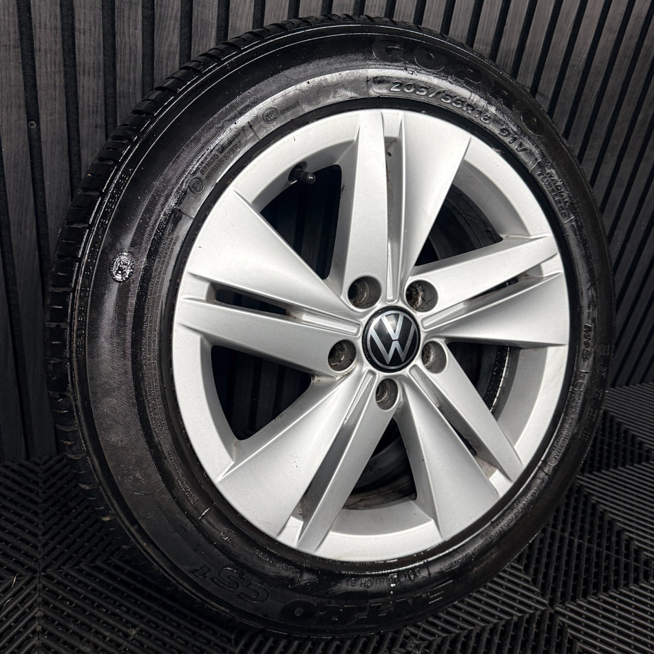 1X 16'' VW Golf MK8 Norfolk Alloy Wheel Tyre GT Single 5H0601025 Genuine