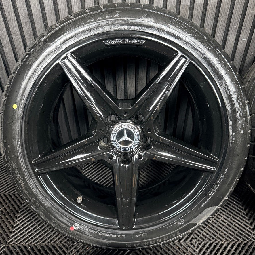 18'' Mercedes AMG C Class W205 Black 5 Spoke Alloy Wheels Tyres Alloys Genuine