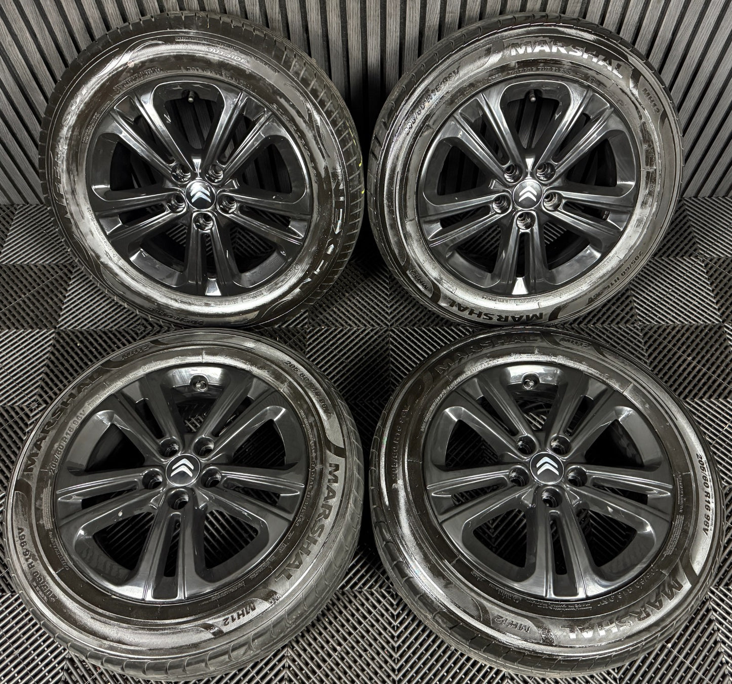 16'' GENUINE CITROEN BERLINGO BLACK ALLOY WHEELS ALLOYS TYRES 5X108