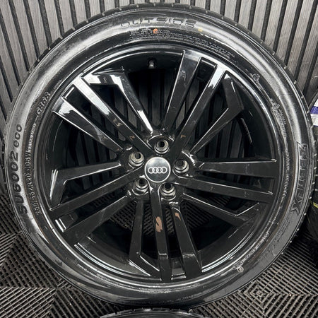 20'' GENUINE AUDI Q5 S LINE BLACK 5 TRIPLE SPOKE ALLOY WHEELS TYRES 80A601025F