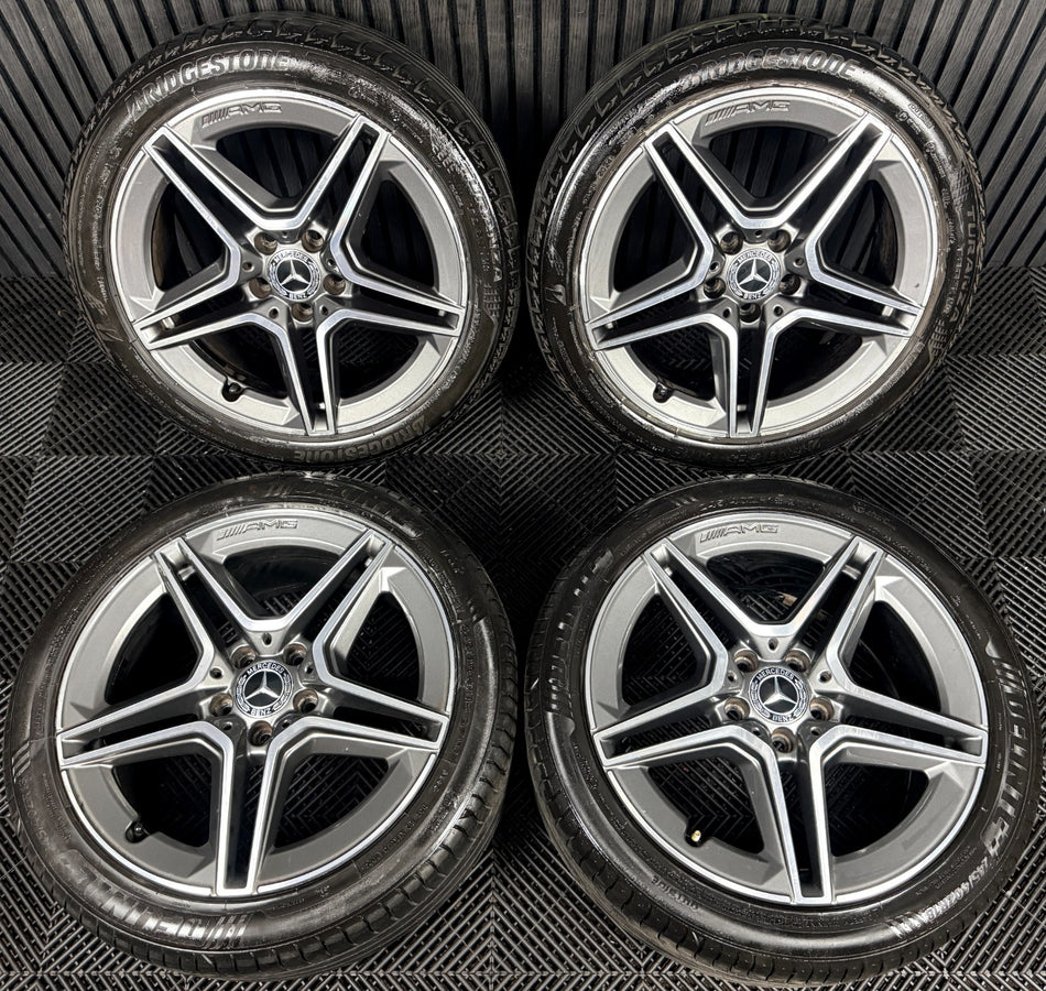 18'' Mercedes AMG C Class W205 Grey 5 Spoke Alloy Wheels Tyres Alloys Genuine