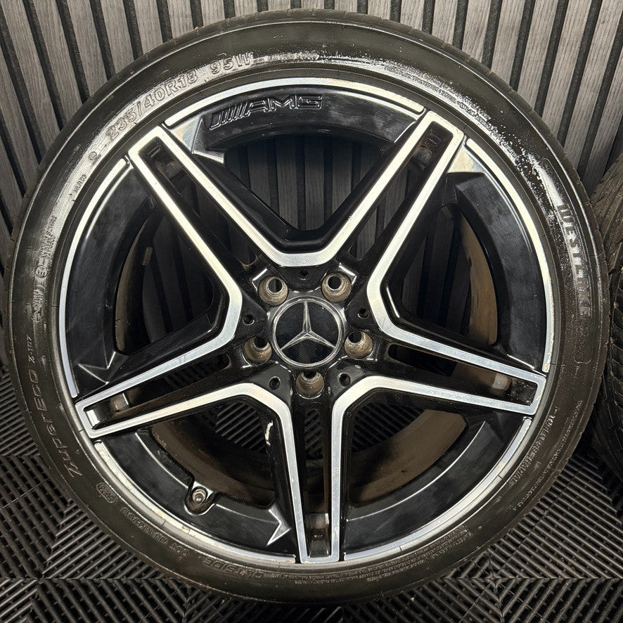 18" GENUINE MERCEDES AMG A CLASS CLA A35 CLA35 BLACK DC WHEELS TYRES ALLOYS W177