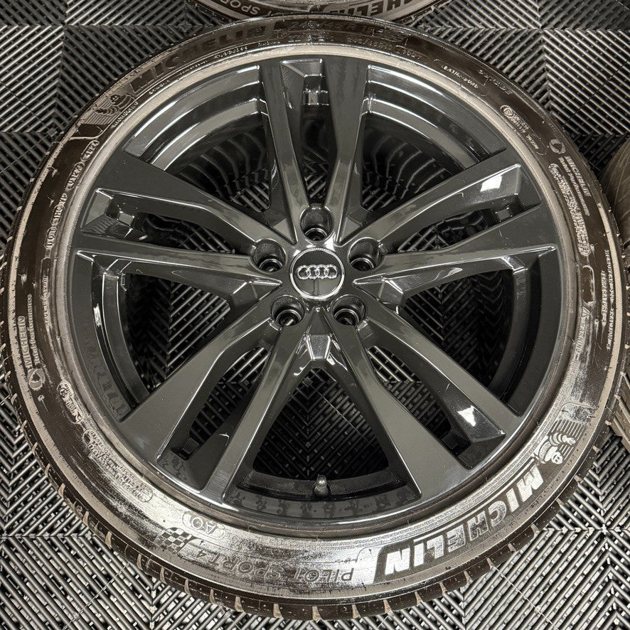 19" GENUINE AUDI A6 C8 S LINE BLACK 5 DOUBLE SPOKE ALLOY WHEELS TYRES 4K0601025H