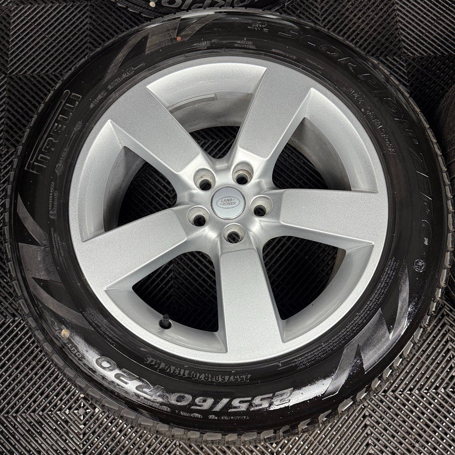 20'' GENUINE LAND ROVER DEFENDER 5 SPOKE SILVER 5098 ALLOY WHEELS TYRES ALLOYS