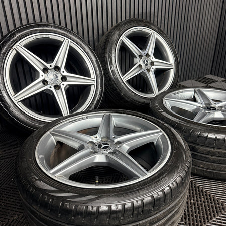 18'' Mercedes AMG C Class W205 Grey DC 5 Spoke Alloy Wheels Tyres Alloys Genuine