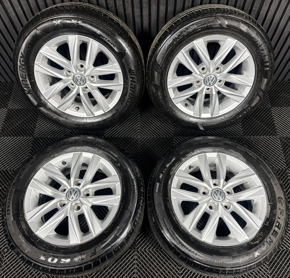 15'' VW Caddy Mk4 Mk3 Caloundra Silver Alloys Wheels Tyres 2K5601025L Genuine