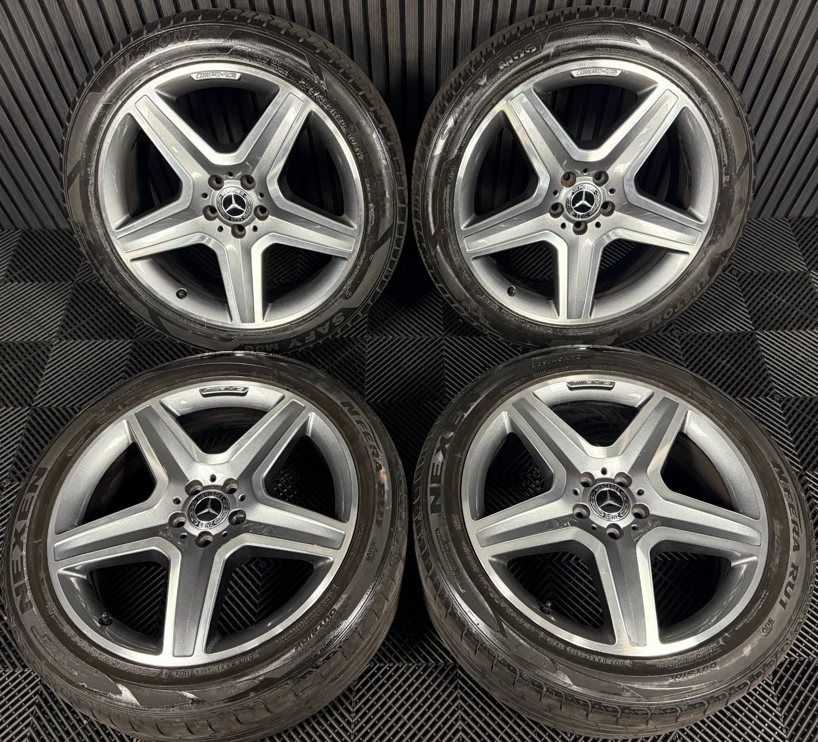 20'' GENUINE MERCEDES AMG 5 SPOKE ML GLE GREY DC ALLOY WHEELS TYRES A1664012002