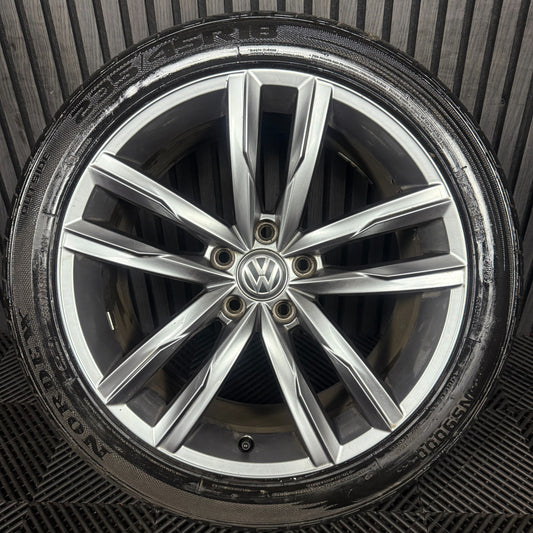 1X 18'' GENUINE VW PASSAT R LINE B8 DARTFORD GT GTE ALLOY WHEEL TYRE 3G0601025K